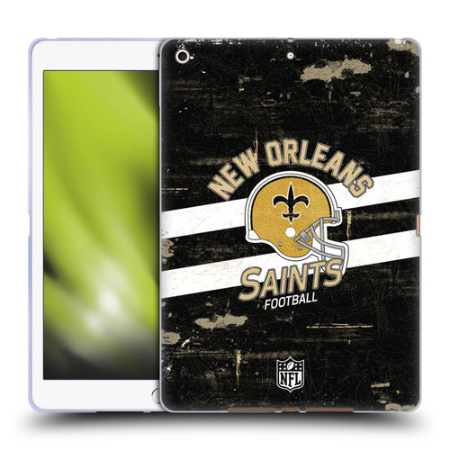 NFL New Orleans Saints Logo Art Helmet Distressed Soft Gel Case for Apple iPad 10.2 2019/2020/2021