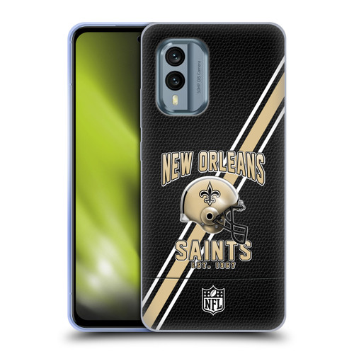 NFL New Orleans Saints Logo Art Football Stripes Soft Gel Case for Nokia X30