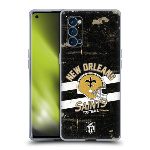 NFL New Orleans Saints Logo Art Helmet Distressed Soft Gel Case for OPPO Reno 4 Pro 5G