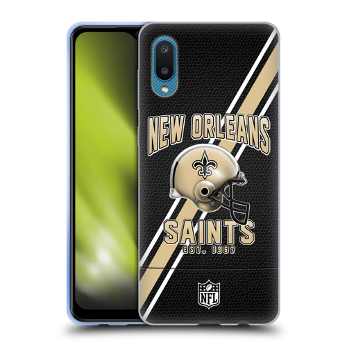 NFL New Orleans Saints Logo Art Football Stripes Soft Gel Case for Samsung Galaxy A02/M02 (2021)