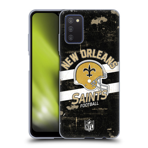 NFL New Orleans Saints Logo Art Helmet Distressed Soft Gel Case for Samsung Galaxy A03s (2021)