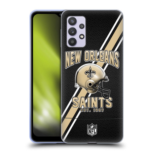 NFL New Orleans Saints Logo Art Football Stripes Soft Gel Case for Samsung Galaxy A32 5G / M32 5G (2021)