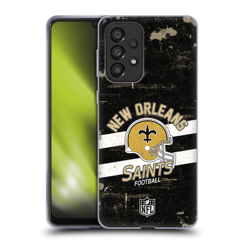 NFL New Orleans Saints Logo Art Helmet Distressed Soft Gel Case for Samsung Galaxy A33 5G (2022)