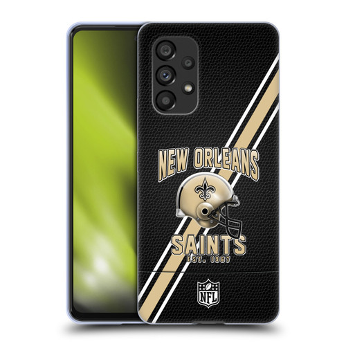 NFL New Orleans Saints Logo Art Football Stripes Soft Gel Case for Samsung Galaxy A53 5G (2022)