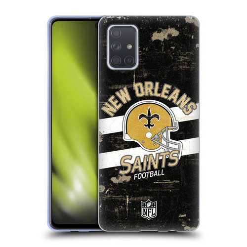 NFL New Orleans Saints Logo Art Helmet Distressed Soft Gel Case for Samsung Galaxy A71 (2019)