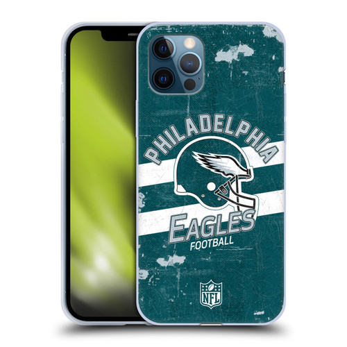 NFL Philadelphia Eagles Logo Art Helmet Distressed Soft Gel Case for Apple iPhone 12 / iPhone 12 Pro