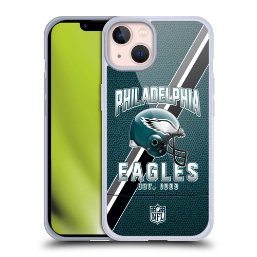 NFL Philadelphia Eagles Logo Art Football Stripes Soft Gel Case for Apple iPhone 13