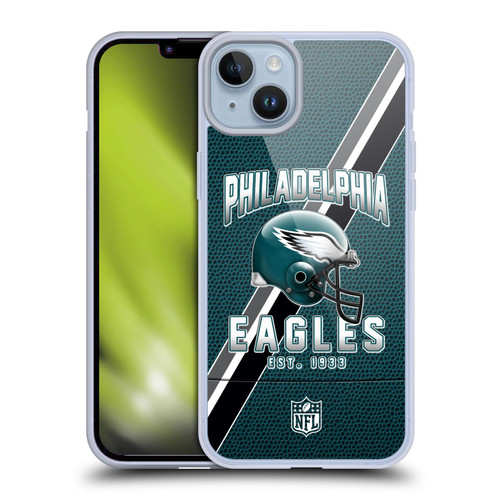 NFL Philadelphia Eagles Logo Art Football Stripes Soft Gel Case for Apple iPhone 14 Plus