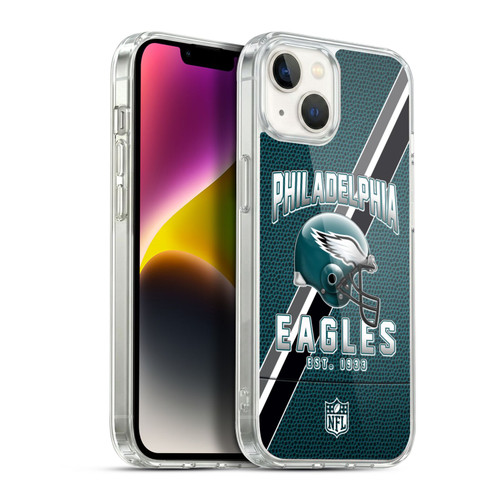 NFL Philadelphia Eagles Logo Art Football Stripes Soft Gel Case for Apple iPhone 14 Plus & MagSafe