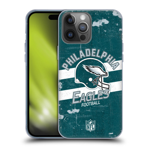 NFL Philadelphia Eagles Logo Art Helmet Distressed Soft Gel Case for Apple iPhone 14 Pro Max