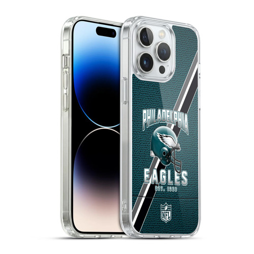 NFL Philadelphia Eagles Logo Art Football Stripes Soft Gel Case for Apple iPhone 14 Pro Max & MagSafe