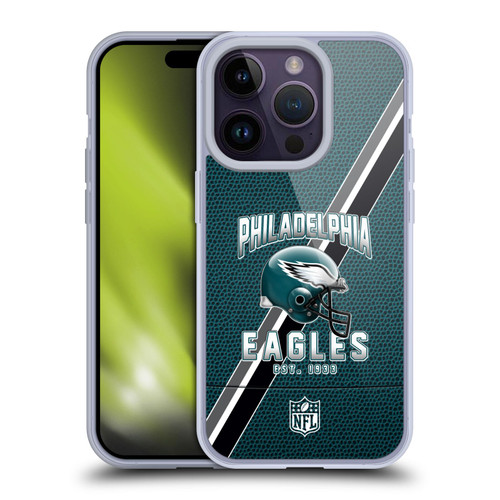NFL Philadelphia Eagles Logo Art Football Stripes Soft Gel Case for Apple iPhone 14 Pro