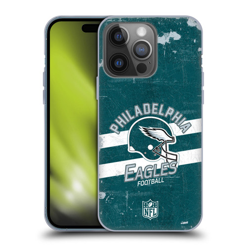NFL Philadelphia Eagles Logo Art Helmet Distressed Soft Gel Case for Apple iPhone 14 Pro