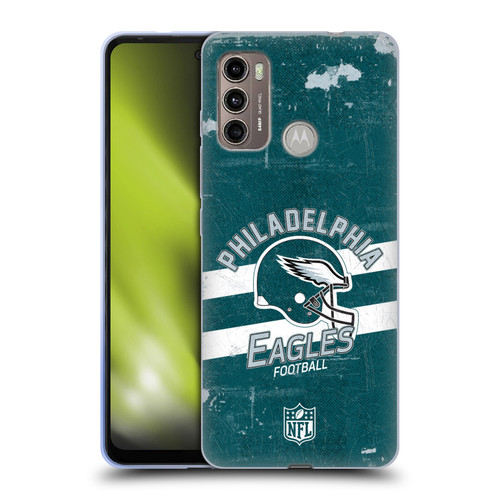 NFL Philadelphia Eagles Logo Art Helmet Distressed Soft Gel Case for Motorola Moto G60 / Moto G40 Fusion