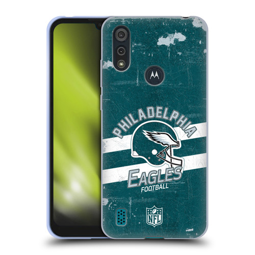 NFL Philadelphia Eagles Logo Art Helmet Distressed Soft Gel Case for Motorola Moto E6s (2020)