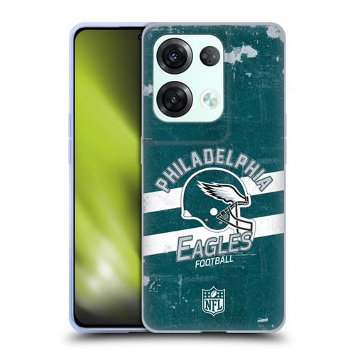 NFL Philadelphia Eagles Logo Art Helmet Distressed Soft Gel Case for OPPO Reno8 Pro