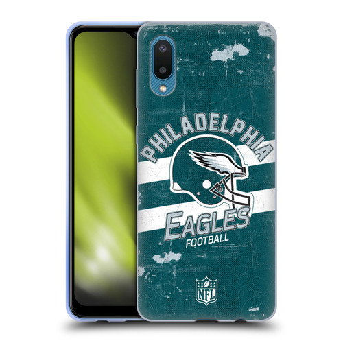NFL Philadelphia Eagles Logo Art Helmet Distressed Soft Gel Case for Samsung Galaxy A02/M02 (2021)