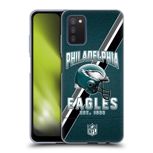 NFL Philadelphia Eagles Logo Art Football Stripes Soft Gel Case for Samsung Galaxy A03s (2021)