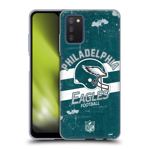 NFL Philadelphia Eagles Logo Art Helmet Distressed Soft Gel Case for Samsung Galaxy A03s (2021)