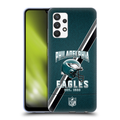 NFL Philadelphia Eagles Logo Art Football Stripes Soft Gel Case for Samsung Galaxy A32 (2021)