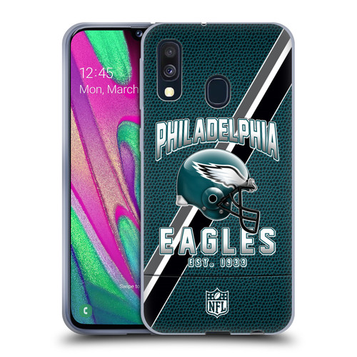 NFL Philadelphia Eagles Logo Art Football Stripes Soft Gel Case for Samsung Galaxy A40 (2019)