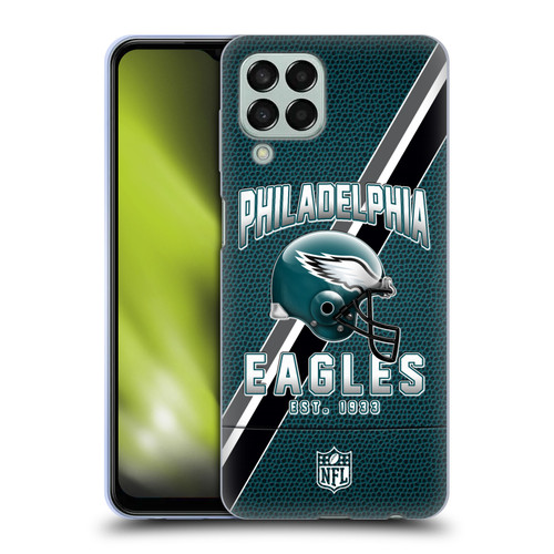NFL Philadelphia Eagles Logo Art Football Stripes Soft Gel Case for Samsung Galaxy M33 (2022)