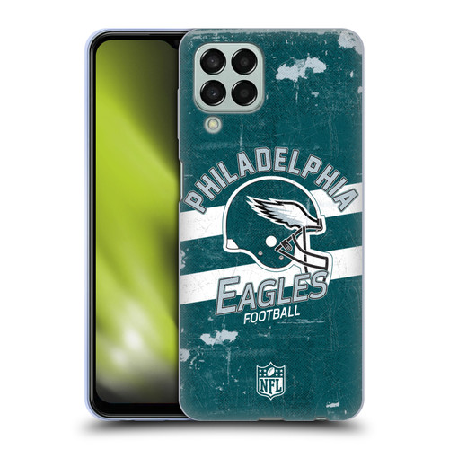 NFL Philadelphia Eagles Logo Art Helmet Distressed Soft Gel Case for Samsung Galaxy M33 (2022)