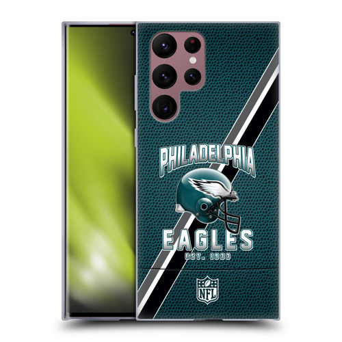 NFL Philadelphia Eagles Logo Art Football Stripes Soft Gel Case for Samsung Galaxy S22 Ultra 5G