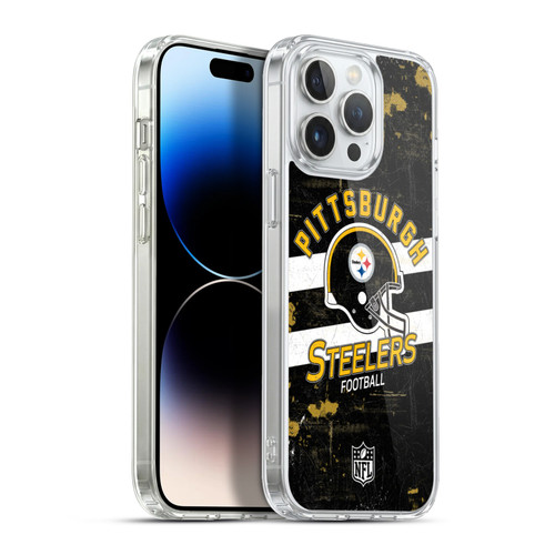 NFL Pittsburgh Steelers Logo Art Helmet Distressed Soft Gel Case for Apple iPhone 13 Pro Max & MagSafe