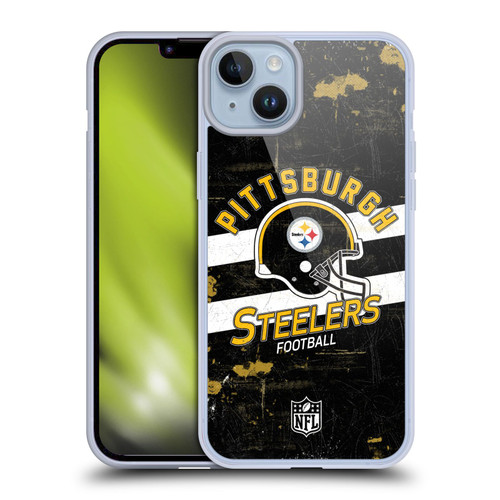 NFL Pittsburgh Steelers Logo Art Helmet Distressed Soft Gel Case for Apple iPhone 14 Plus