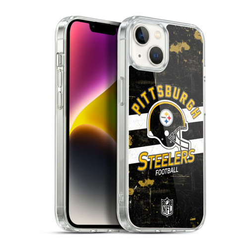 NFL Pittsburgh Steelers Logo Art Helmet Distressed Soft Gel Case for Apple iPhone 14 Plus & MagSafe