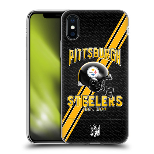 NFL Pittsburgh Steelers Logo Art Football Stripes Soft Gel Case for Apple iPhone X / iPhone XS