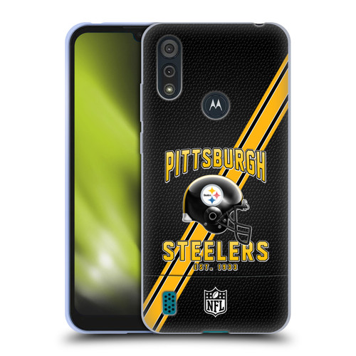 NFL Pittsburgh Steelers Logo Art Football Stripes Soft Gel Case for Motorola Moto E6s (2020)