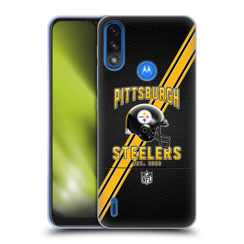 NFL Pittsburgh Steelers Logo Art Football Stripes Soft Gel Case for Motorola Moto E7 Power / Moto E7i Power
