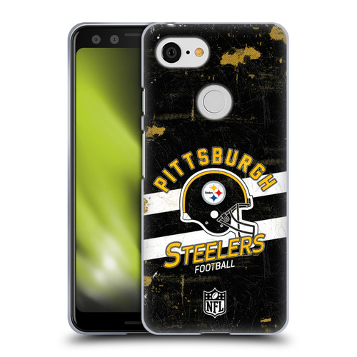 NFL Pittsburgh Steelers Logo Art Helmet Distressed Soft Gel Case for Google Pixel 3