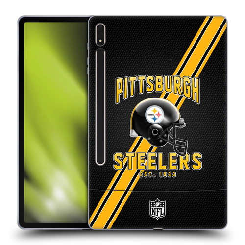 NFL Pittsburgh Steelers Logo Art Football Stripes Soft Gel Case for Samsung Galaxy Tab S8 Plus