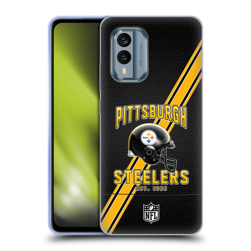 NFL Pittsburgh Steelers Logo Art Football Stripes Soft Gel Case for Nokia X30