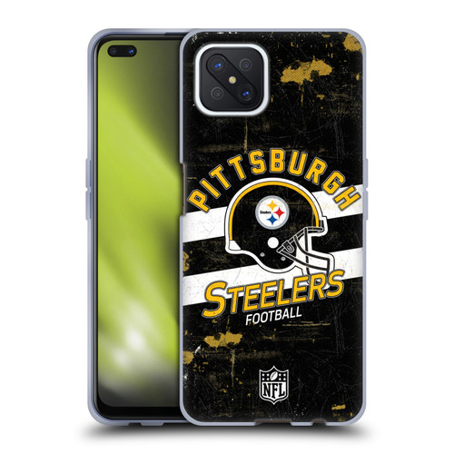 NFL Pittsburgh Steelers Logo Art Helmet Distressed Soft Gel Case for OPPO Reno4 Z 5G