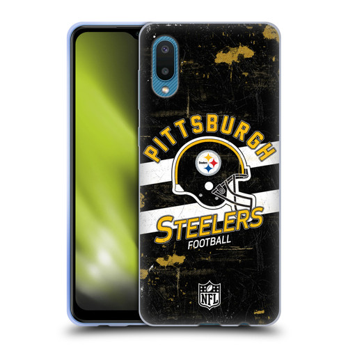 NFL Pittsburgh Steelers Logo Art Helmet Distressed Soft Gel Case for Samsung Galaxy A02/M02 (2021)