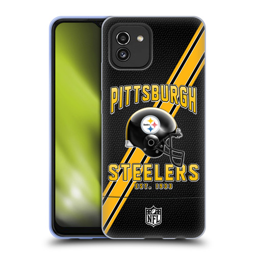 NFL Pittsburgh Steelers Logo Art Football Stripes Soft Gel Case for Samsung Galaxy A03 (2021)