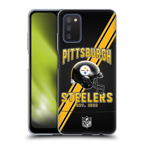 NFL Pittsburgh Steelers Logo Art Football Stripes Soft Gel Case for Samsung Galaxy A03s (2021)