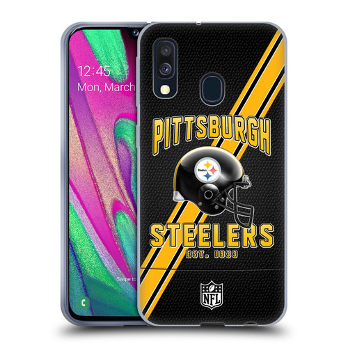 NFL Pittsburgh Steelers Logo Art Football Stripes Soft Gel Case for Samsung Galaxy A40 (2019)