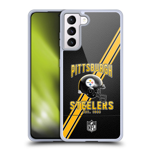 NFL Pittsburgh Steelers Logo Art Football Stripes Soft Gel Case for Samsung Galaxy S21+ 5G