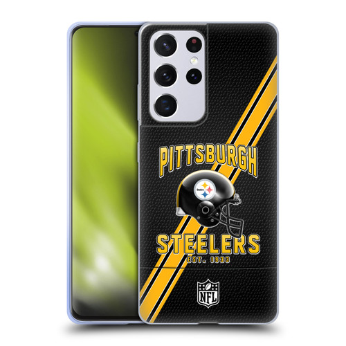 NFL Pittsburgh Steelers Logo Art Football Stripes Soft Gel Case for Samsung Galaxy S21 Ultra 5G
