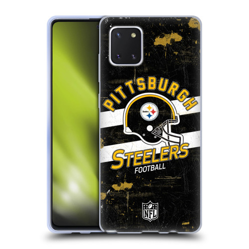 NFL Pittsburgh Steelers Logo Art Helmet Distressed Soft Gel Case for Samsung Galaxy Note10 Lite
