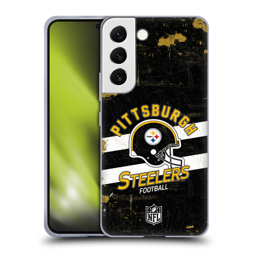 NFL Pittsburgh Steelers Logo Art Helmet Distressed Soft Gel Case for Samsung Galaxy S22 5G