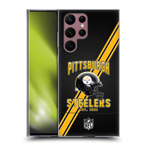 NFL Pittsburgh Steelers Logo Art Football Stripes Soft Gel Case for Samsung Galaxy S22 Ultra 5G