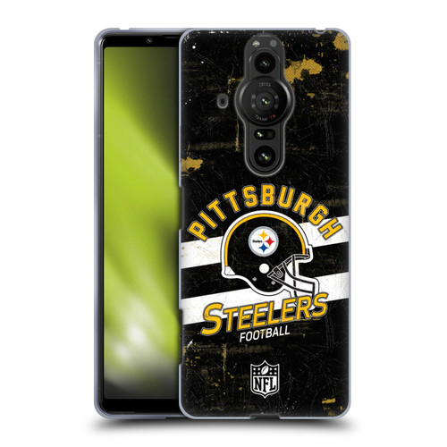 NFL Pittsburgh Steelers Logo Art Helmet Distressed Soft Gel Case for Sony Xperia Pro-I