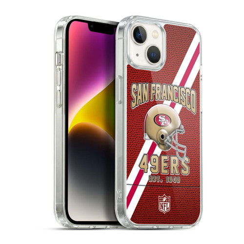 NFL San Francisco 49ers Logo Art Football Stripes Soft Gel Case for Apple iPhone 14 Plus
