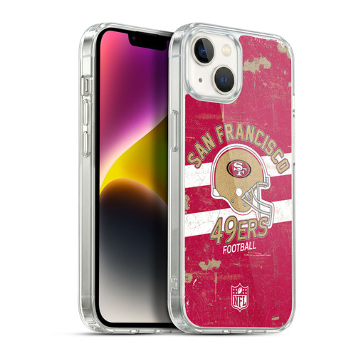 NFL San Francisco 49ers Logo Art Helmet Distressed Soft Gel Case for Apple iPhone 14 Plus